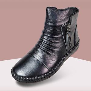 [마마슈] 어드민 여성 겨울 앵클부츠 가죽 방한화 지퍼 논슬립