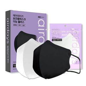 에어데이즈 KF94 NEW 대형플러스 블랙 화이트 100매 마스크 새부리형 보건용