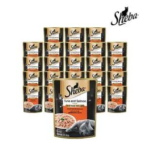 [쉬바] 파우치 고양이간식 습식사료 참치와 연어 70G 24개[29339130]