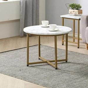 [자르파라]엘레강스 골드 다리 마블 원형 쇼파 티 테이블 600 미니 빈티지 모던 가구 철제 2인용