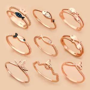 14k 럭키 웨일 트윈 고래꼬리 반지 수능 행운 금 애끼 새끼손가락 자녀 우정링