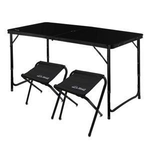 칼루스 접이식 3단 대형 테이블 블랙 1200mm+의자 2개 피크닉 나들이 낚시 야외 좌식 폴딩