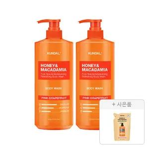 쿤달 네이처 바디워시 핑크그레이프프룻 1058ml, 2개+증정(바디워시 리필팩 베이비파우더향 400ml, 1개)
