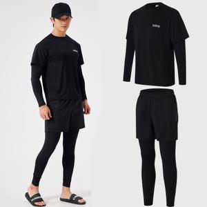 남자 레이어드 긴팔 래쉬가드 투인원 반바지 워터레깅스 세트 스윔웨어 스윔팬츠 상하의 바캉스룩 휴양지 워터파크 캐리비안베이 호캉스 호텔 수영복