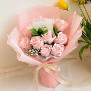 학교졸업식꽃다발 핑크장미 비누꽃다발 6 10송이