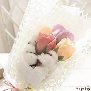 목화꽃다발 코튼 파스텔로즈 꽃다발 중학교 고등 초등 졸업식 선물 생일 기념일