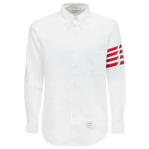 톰브라운 4 BAR 포바 트리컬러 스트라이프 옥스포드 코튼 셔츠 화이트 MWL374C 06177 100