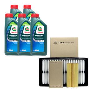 카니발KA4 하이브리드 엔진오일 캐스트롤 마그네틱 하이브리드 0W20 5리터 순정 필터 세트
