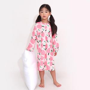 프리미에팜 여아용 후르츠 피치기모 원피스 잠옷 PE