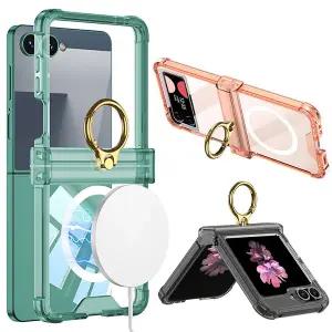 갤럭시Z플립7 FE 6 5 4 제트지 맥세이프 베이직 일체형 힌지보호 링 투명 범퍼 케이스