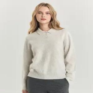 헤지스 여성 24FW [캐시미어100%] 아이보리 브러시드카라 스웨터 HSSW4D001IV