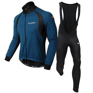 MCN 사이클복 자전거의류 겨울세트 로얄 블루 기모 방풍·발수 윈터 자켓 9부 패드빕 세트