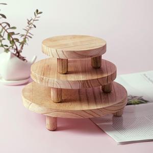 장식 소품 다기능 인테리어 숏 우드 나무 스탠드 원형 스툴 원목 화분 받침대