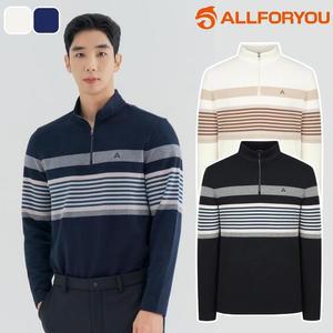 올포유남자 티셔츠 긴팔티 반집업 줄무늬 겨울 남성