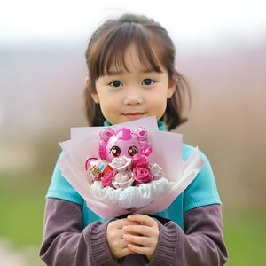 [아침향기]티니핑 캐릭터 풍선인형 비누꽃 조화 장식 하츄핑 킨더꽃다발 졸업식 학예회 입학식