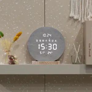 벽걸이 무선 LED 벽시계 원형 / 디지털 전자달력 온습도 건전지 충전식 무소음 거실 개업 결혼 선물 추천
