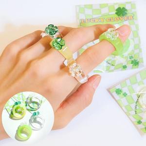 행운반지 우정링 네잎클로버반지 학생 졸업 단체선물 4컬러 1P