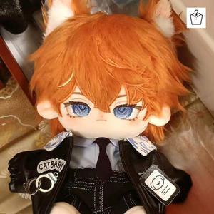 아이돌 인형 무속성 20cm 남자 오렌지 헤어 인형옷 가죽댄디룩