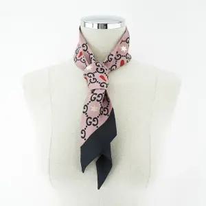구찌 609702 5968 핑크 실크 스카프 여성 명품 선물 스카프