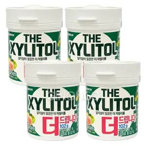 오리온 자일리톨 용기(대)102g x4 껌 과일껌 사과 복숭아 레몬 펌프껌 대용량 실속형