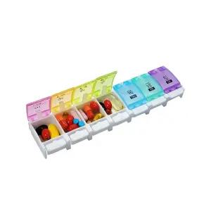 리빙가드 휴대용 약통 (무지개S 일주일 한줄)/정리함/알약/보관함/미니/일주일/보관/영양제/칸막이/요일별