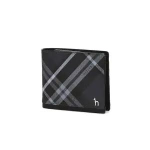 [헤지스](대전신세계)[DUBLIN] 블랙 체크 가죽 2단 반지갑 HJWA5F866BK