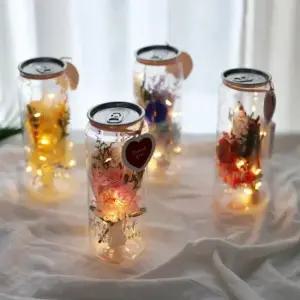 로사리움 드라이플라워 프리저브드 투명 캔 미니 꽃다발