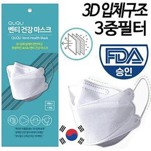 국산 QUQU 큐큐 벤티 일회용마스크 (대형) 100매 숨쉬기 편한 마스크