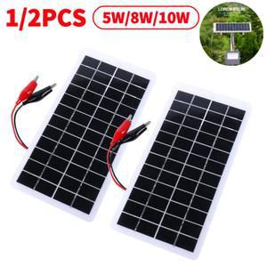 휴대용 태양 전지 방수 12 10W 실리콘 패널 태양 DIY 클립 18V 충전기 에폭시 충전용 배터리 폴리