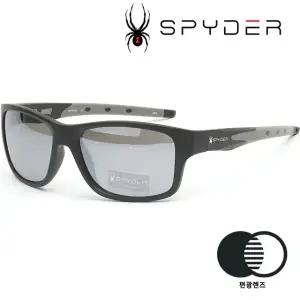 스파이더 스포츠 편광 선글라스 블랙 뿔테 실버 미러 트레킹 낚시 골프 SP6022 001
