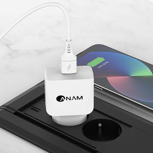 고속충전기 가정용충전기 ATC-QC1P ANAM 빠른충전기 퀄컴3.0 급속충전기+C타입케이블 급속충전기 핸드폰충