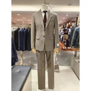 [킨록바이킨록앤더슨](광주신세계)킨록 24년 FW 베이지 브라운 헤링본 윈도우 패인체크 슬림수트 FIS55