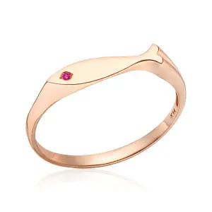 18K 물고기 큐빅아이 슬릿 루비 탄생석 반지 NPR42015