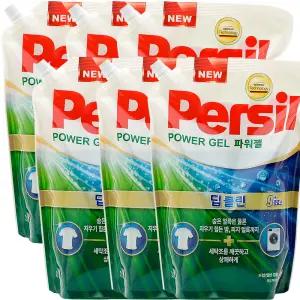 헨켈 세탁세제 퍼실 딥클린 리필 2.1L X 6개 1box - 파워젤 일반드럼겸용 섬유속부터 세탁기속까지 함께 깨