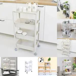 다용도 틈새 트롤리 와이드 3단/바퀴달린/선반/이동식/트레이/수납/카트/주방/정리함/수납장/이동