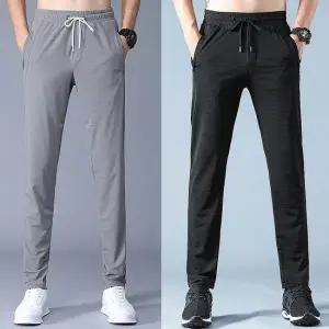 여름 메쉬 냉장고 스판 바지 남자 여자 밴딩 쿨 아이스 팬츠 트레이닝 체육복 츄리닝 긴바지