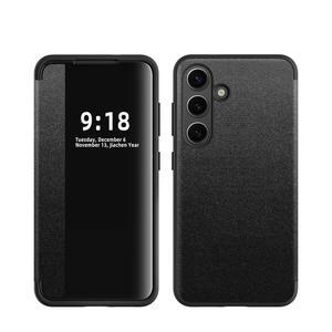 삼성 갤럭시 S25용 ZORSOME 스마트 클리어 뷰 커버, S25(블랙)용 울트라 슬림 가죽 플립 보호 커버