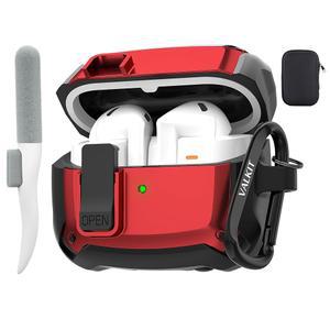 갤럭시 버즈 3 및 프로 케이스 커버, 삼성 케이스, 더 깨끗한 키트 충격 방지 보호 유선 무선 충전 지원(빨간색)