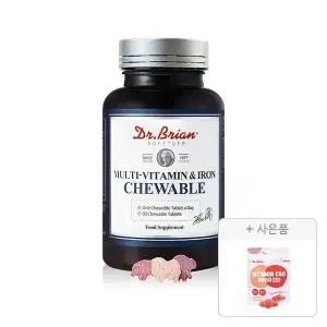 닥터브라이언 멀티비타민&철분 츄어블, 90정(3개월분), 1개 + 증정 (타민C&D 3000 복숭아맛 15구미, 1개	)