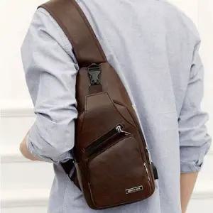고급 외출 남성 바디백 보조 슬링백 브라운 가방-WFG57XS