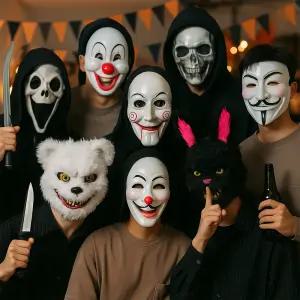 6종 할로윈파티 삐에로 종이의집 쏘우 종이의집 해골 좀비 코스프레 디테일 가면