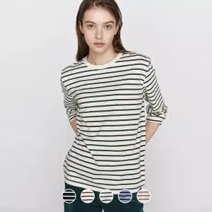 [지오다노] 325913 여 라운드넥 스트라이프 긴팔티