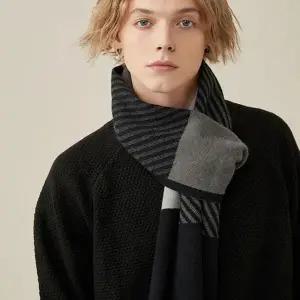 남성 울 머플러 체크 스트라이프 캐시미어 남성 울 목도리 겨울