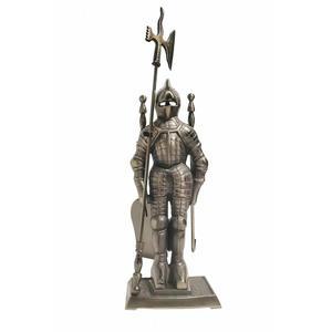 리즈 중세 기사 주조 철제 벽난로 도구 세트, 앤티크 브라스