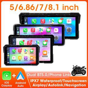 5/6.86/7/8.1 인치 오토바이 화면 무선 CarPlay 안드로이드 자동 탐색 블루투스 멀티미디어 플레이어 방수 모토 모니터