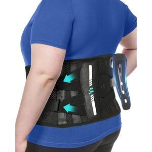 허리 완화를 위한 백 브레이스, 탄소 섬유 지지대, 인체공학적 곡선형, 초박형 에어 메시, 경량 및 조절 가능한 디자인, 3XL 사이즈