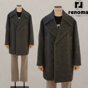 [롯데백화점]레노마 FW 그레이 프리미엄울 세미오버핏 누빔안감 하프 반코트 RPLMBH66AJD