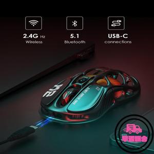 GravaStar Mercury M2 무선 게이밍 마우스 26000 DPI PAW3395DM 센서 -79g 경량 홀로우드아웃 디자인 -5 프