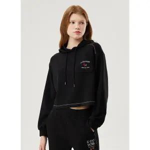 [르꼬끄](강남점)[이월][60% OFF] 여성 더블텐션 루즈핏 후드 BLK / QP322OHD71