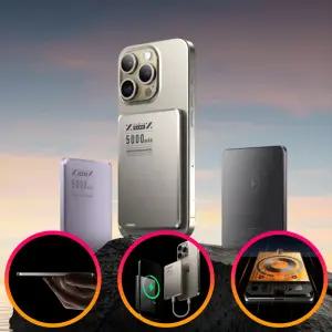 KC인증 초슬림 맥세이프 미니보조배터리 5000mAh 마그네틱 C타입 고속충전 파워뱅크 3컬러